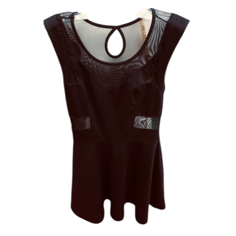 BLACK mini  sleeveless style dress with Mesh accents never worn